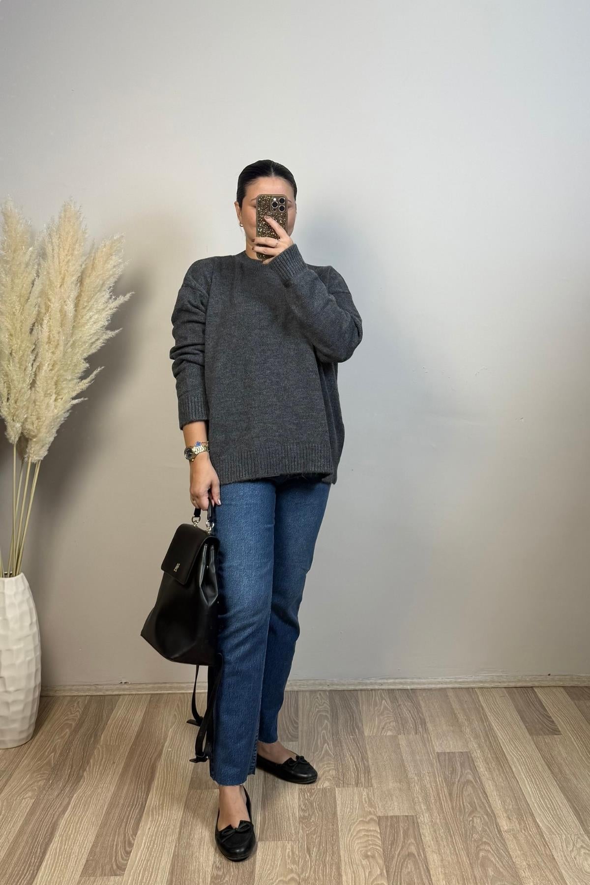 Gri Premium Oversize Kazak