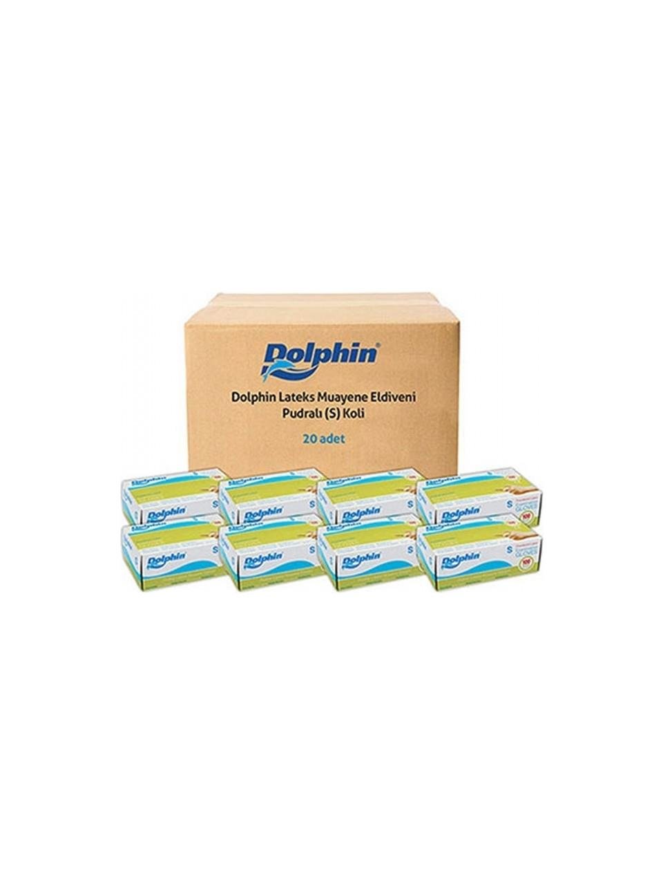 Dolphin Beyaz Lateks Eldiven Pudralı (S) 20 PK x 100 Adet (Koli)