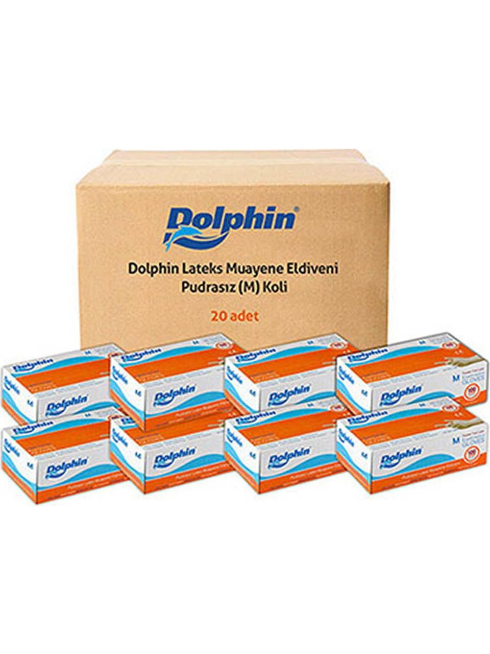 Dolphin Beyaz Lateks Eldiven Pudrasız M 20 Pk x 100 Adet Koli