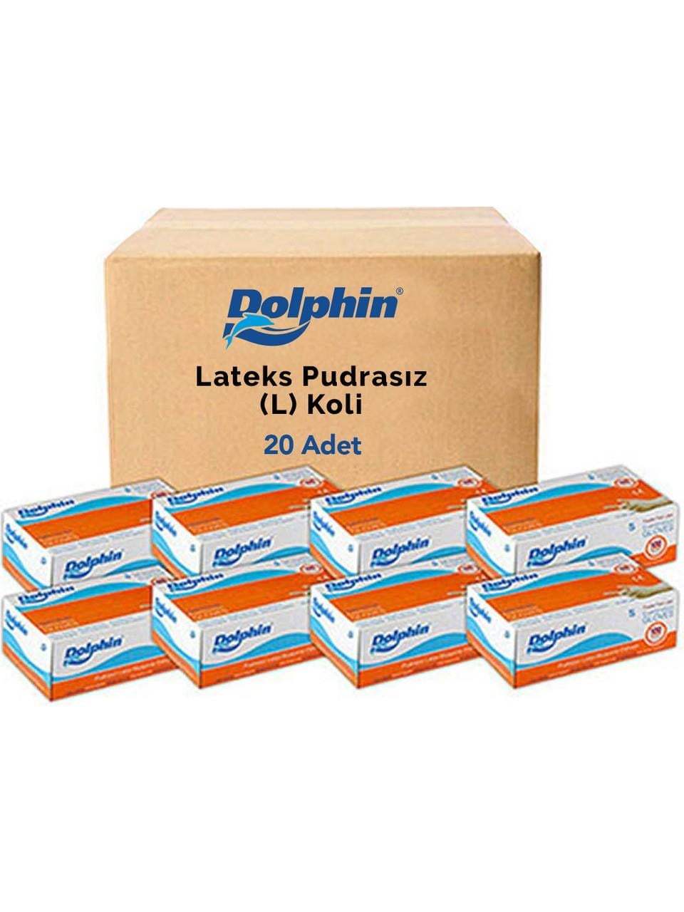 Dolphin Beyaz Lateks Eldiven Pudrasız (L) 20 PK x 100 Adet (Koli)