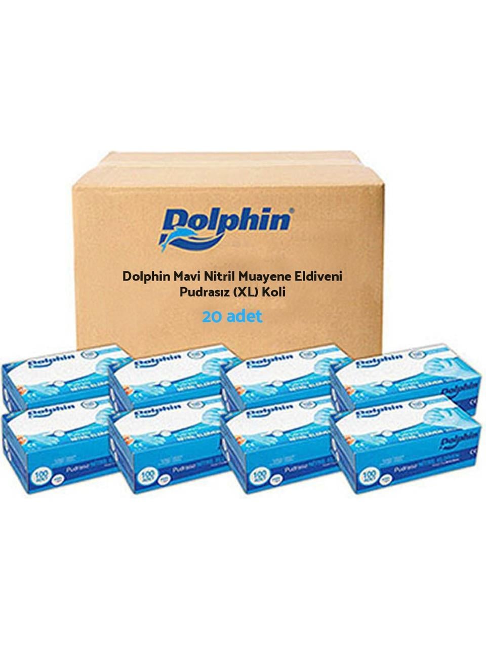 Dolphin Mavi Nitril Eldiven Pudrasız (XL) 20 PK x 100 Adet (Koli)