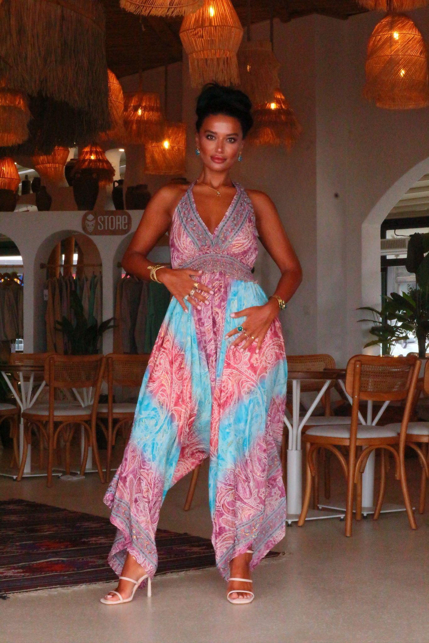 SORAYA Bohem İpek Bağlamalı Tulum 