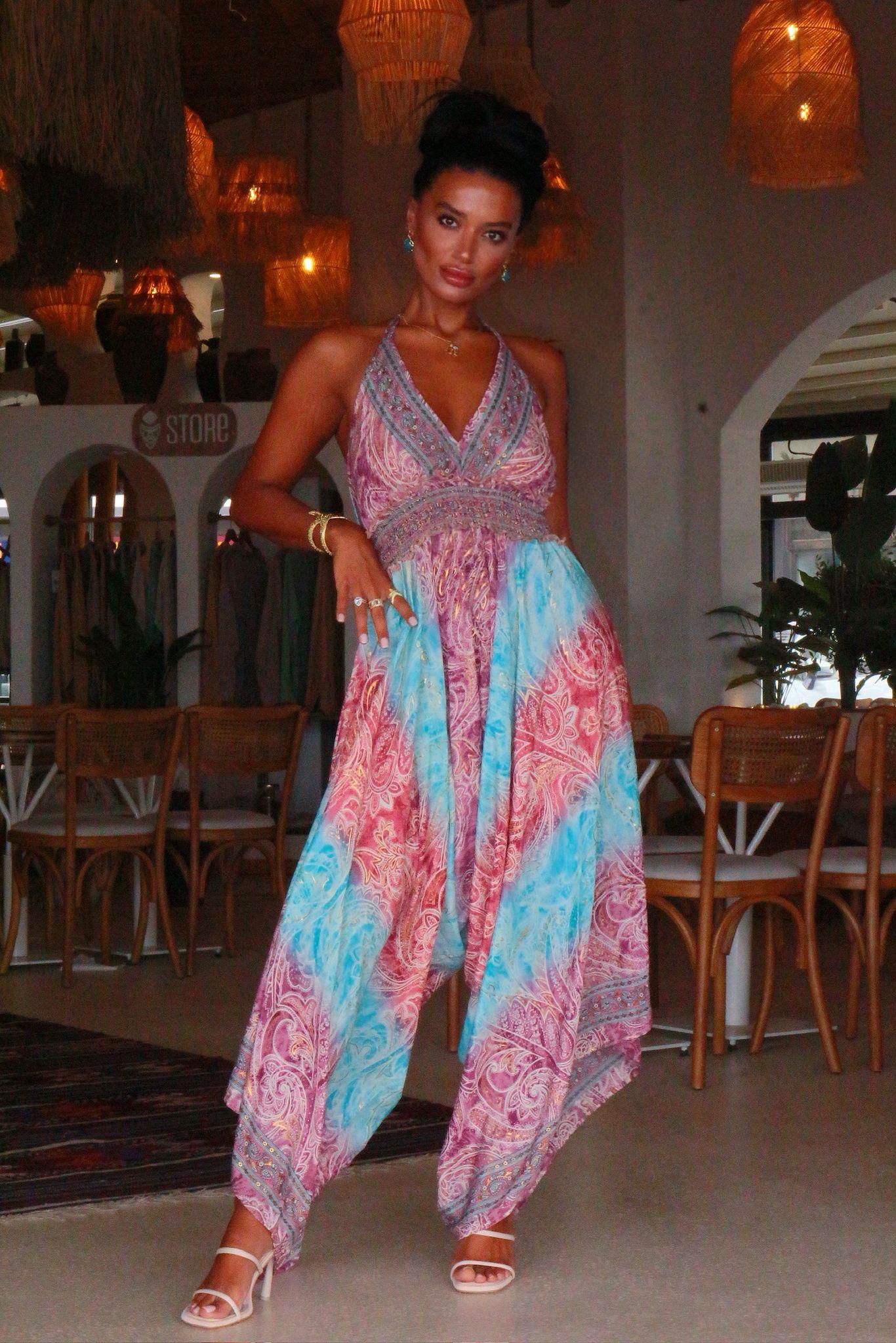 SORAYA Bohem İpek Bağlamalı Tulum 