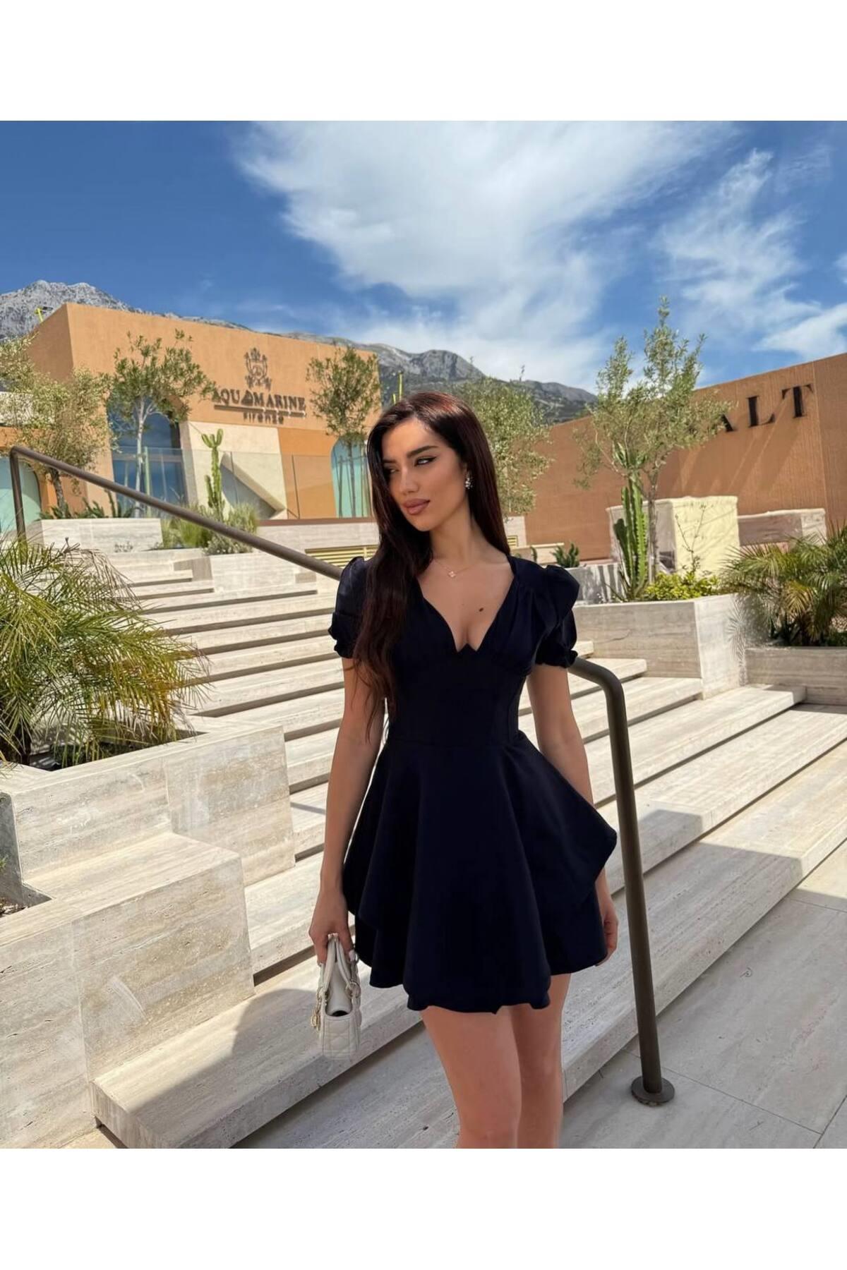 KADIN BEL ÇİZGİ DETAYLI ELBİSE