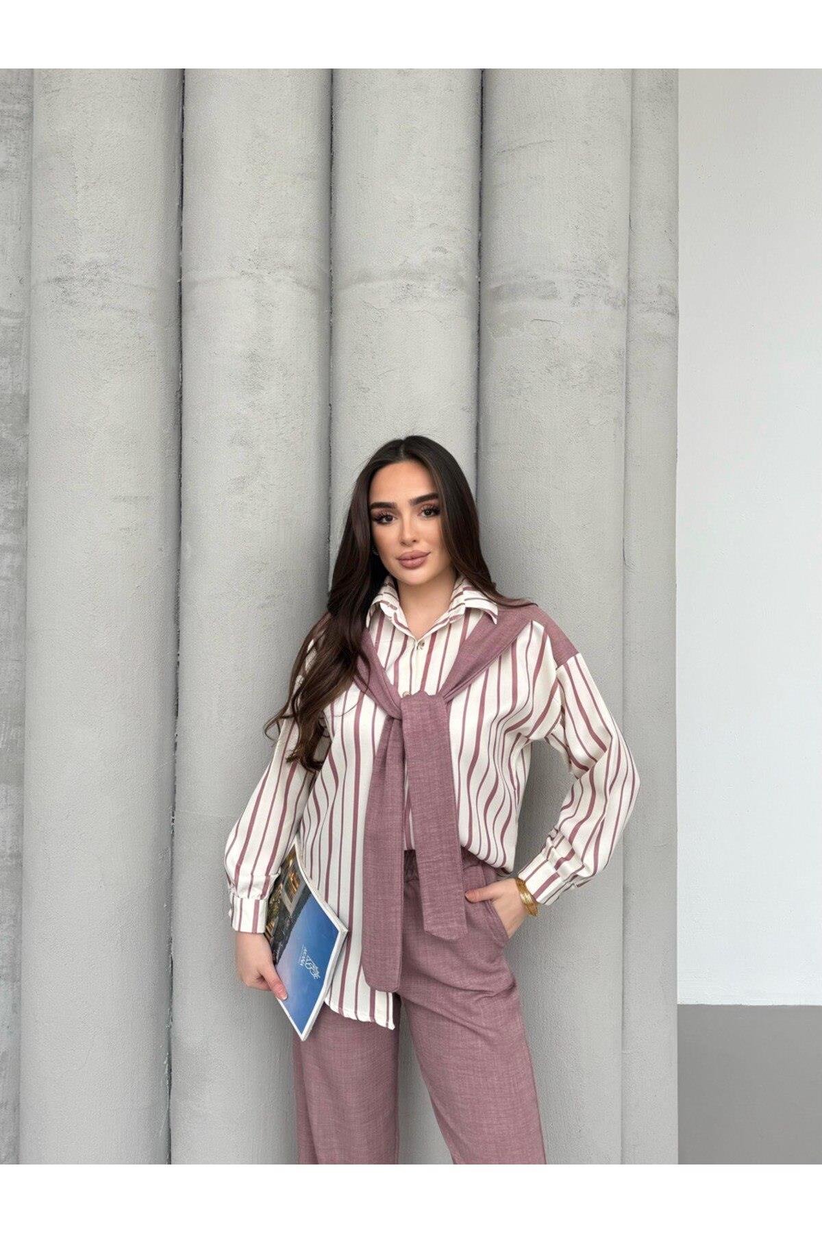 KADIN SOFYA KETEN 2 Lİ ALT ÜST TAKIM