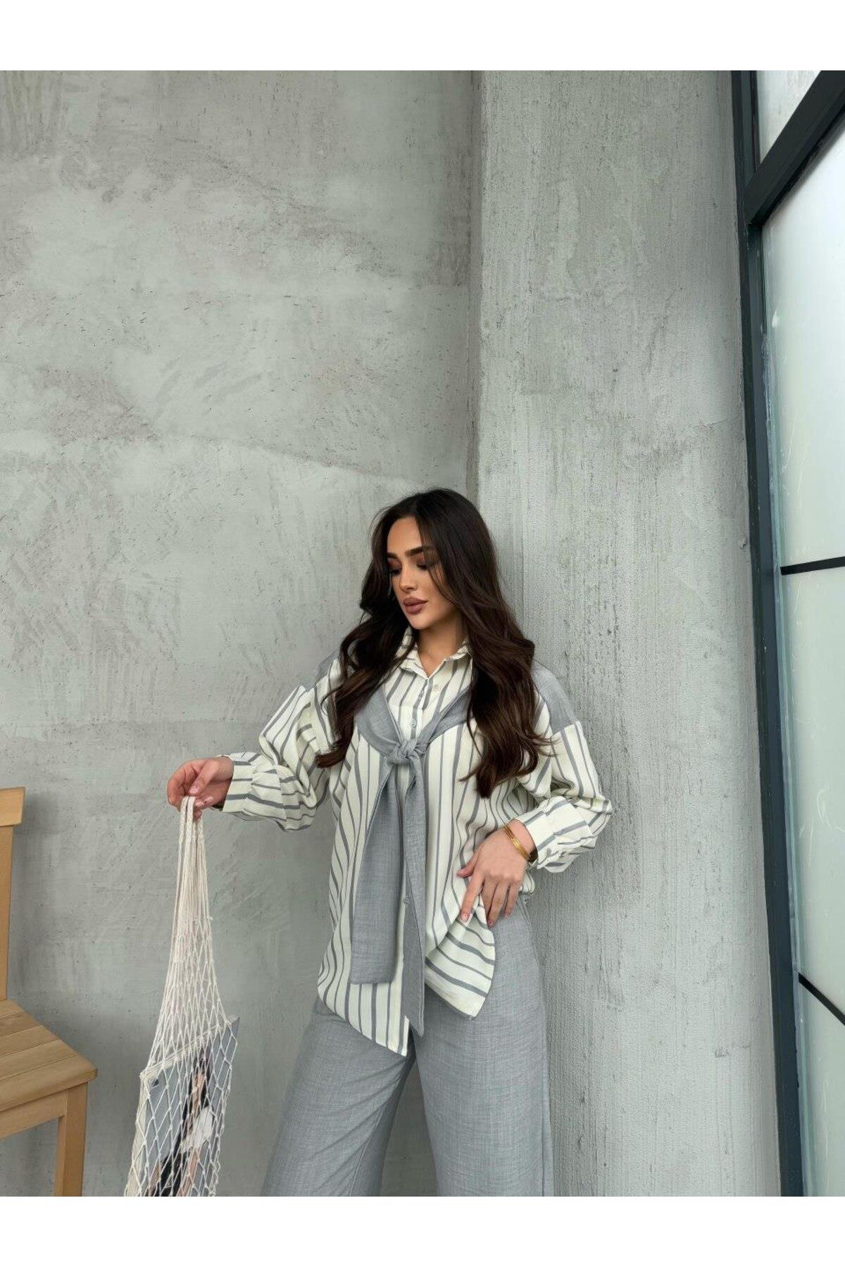 KADIN SOFYA KETEN 2 Lİ ALT ÜST TAKIM
