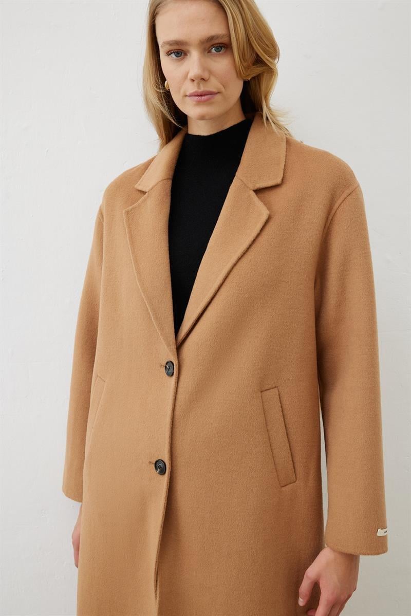 PREMIUM SELECTION WOOL CASHMERE BUTTON COAT CAMEL