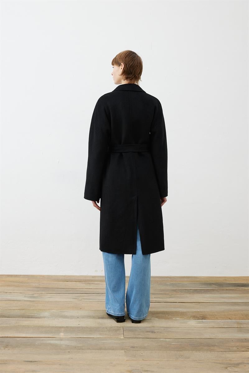 PREMIUM SELECTION WOOL CASHMERE DOUBLE BREASTED COAT BLACK