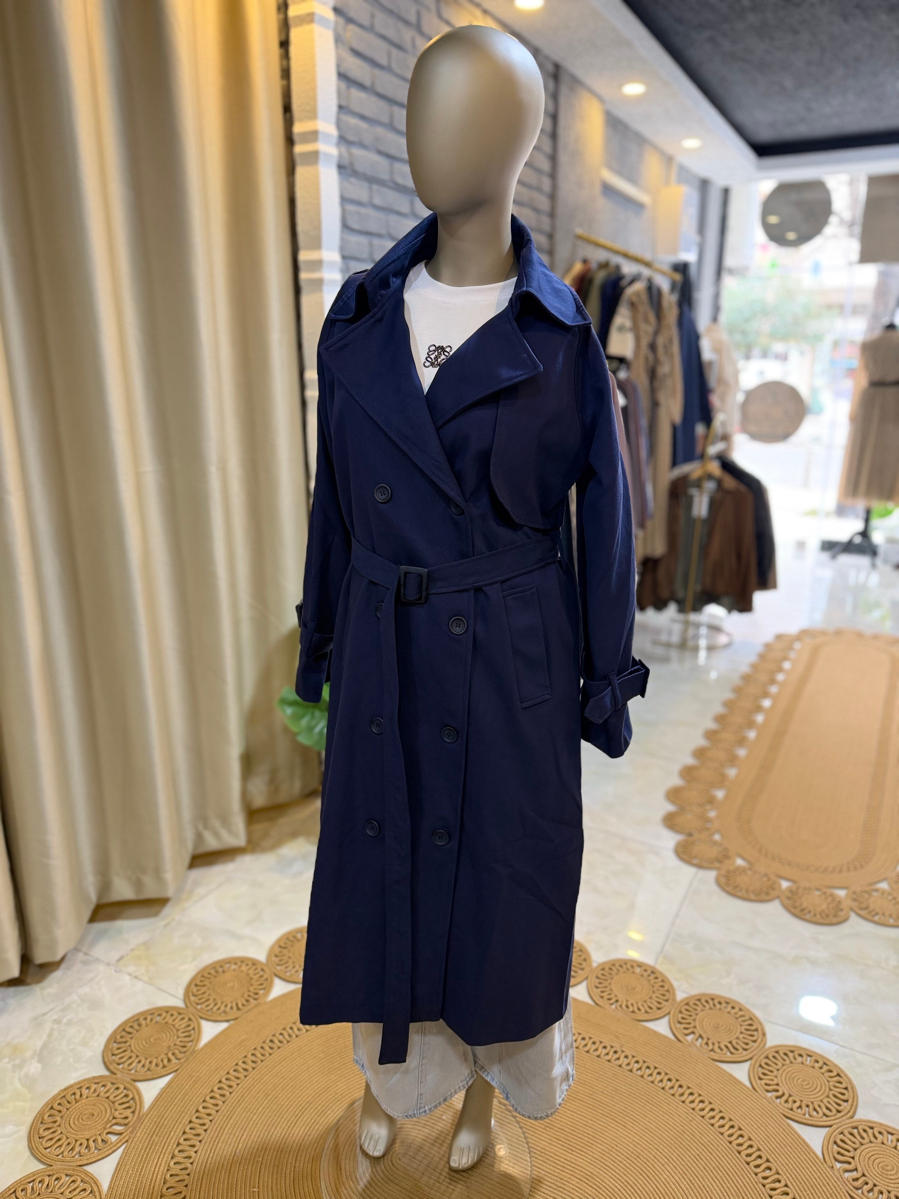 Premium Kumaş Apolet Detaylı Trençkot