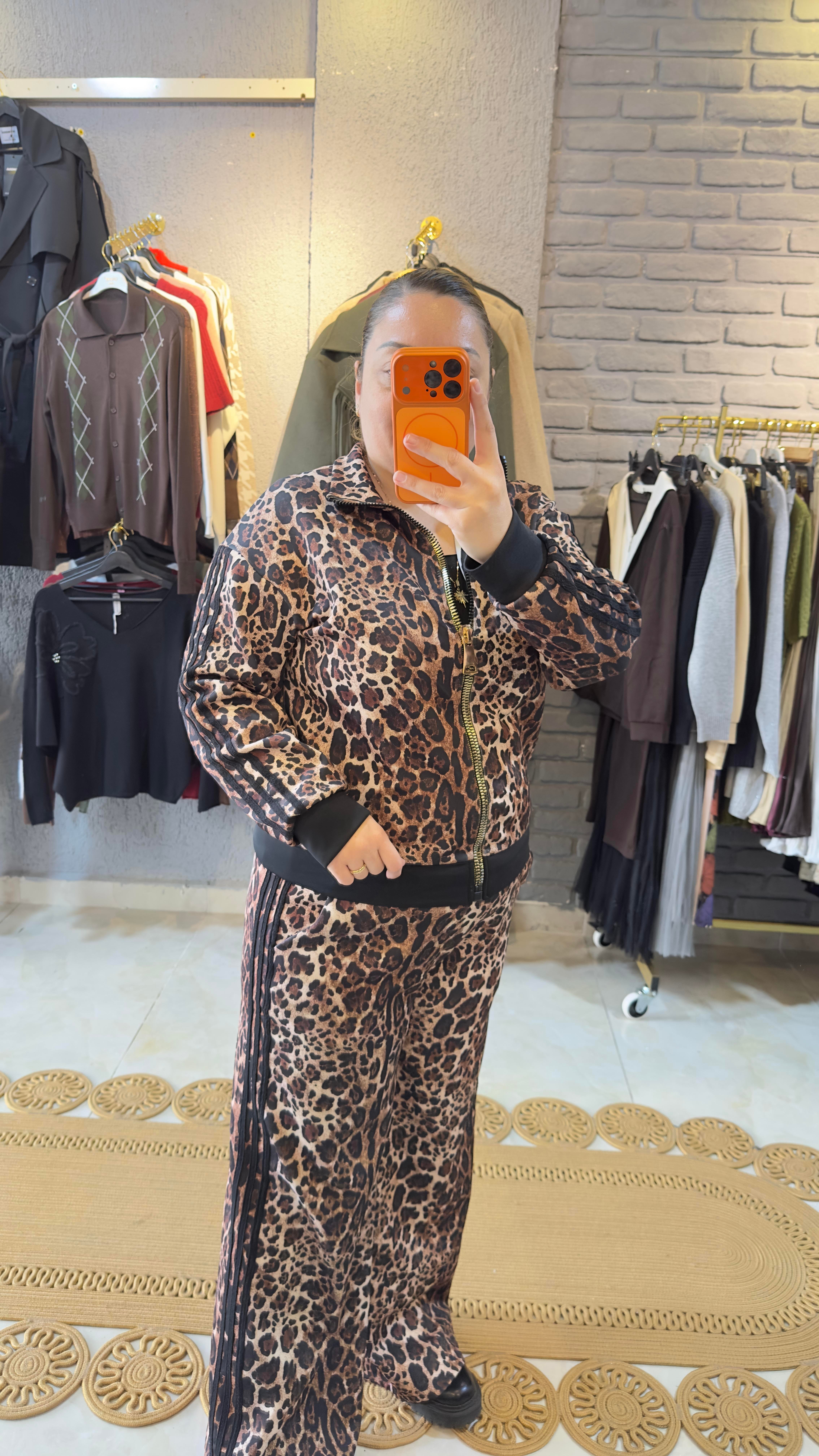 Scuba Kumaş Leopar Desen Takım