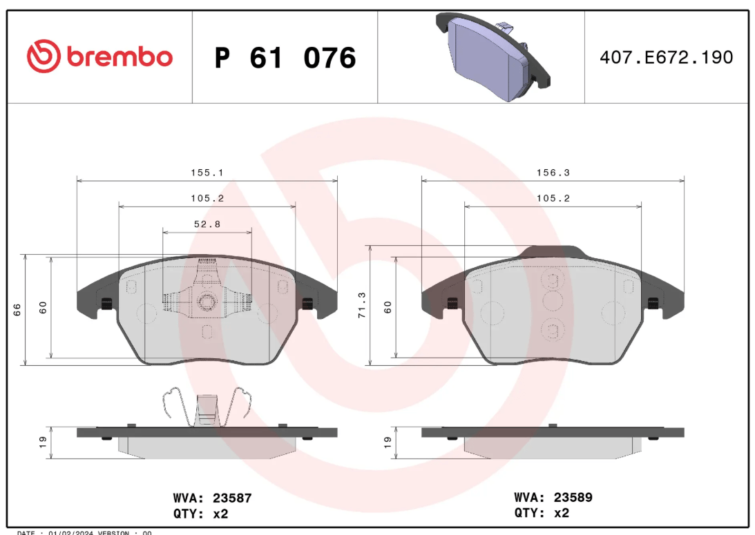 Brembo P 61 076 Prime Line Ön Fren Balatası – Audi / VW / Peugeot / Seat