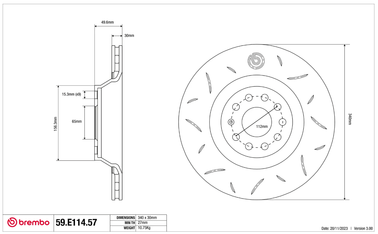 Brembo SPORT | TY3 Fren Diski – 59.E114.57 VAG GRUBU