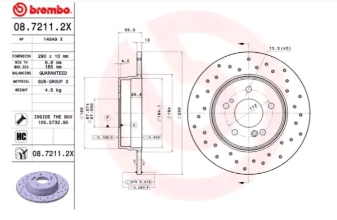 Brembo Xtra Ön Fren Diski 08.7211.2X – Mercedes C-Class W203 / CLK C209 etc
