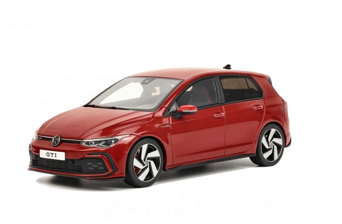 OttOmobile Volkswagen Golf VIII GTI 2021 – 1:18 Ölçekli Model, Kings Red Metallic (OT405)