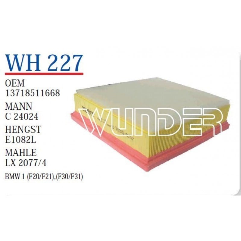 Wunder WH 227 Hava Filtresi (BMW F20/F21/F30/F31)