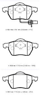 Audi A4 05/08 Ön Fren Balatası 1,6/1,8t/2,4/2,8(1kablolu)(disk)(156,4x73,8x19,6/74,1x19,6)(bramax)