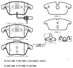 Audi A5 12/16 Ön Fren Balatası 1,8/2,0/2,7(1kablolu)(disk)(155x66.6x19.6/15