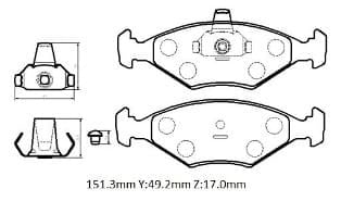Fiat Albea 02/05 Ön Fren Balatası 1,2/1,4 (Kablosuz)(disk) (151.3x49,2x17) (Fmk)