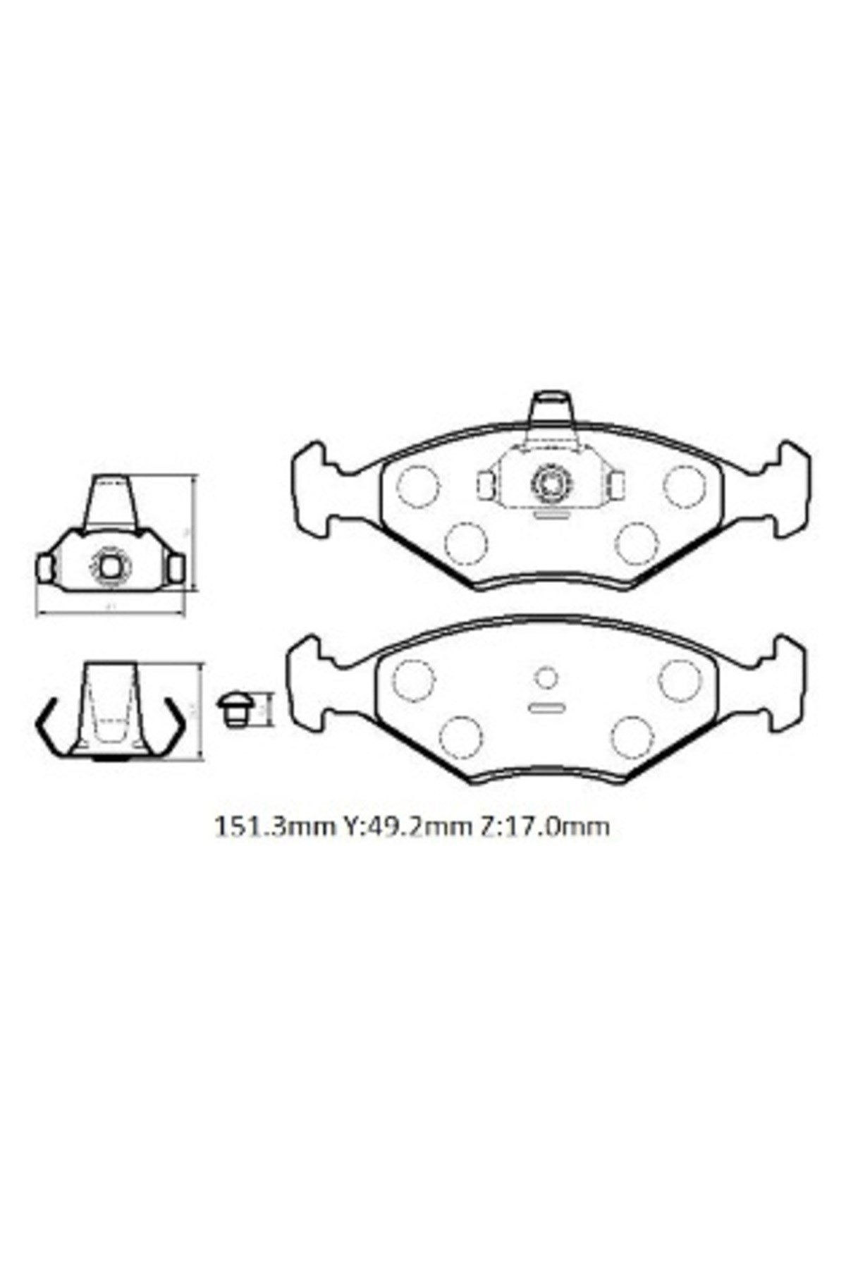 Fiat Albea- 05/13; Ön Fren Balatası 1,2/1,4 (Kablosuz)(Disk) (151.3x49,2x17) (Fmk) 9948038