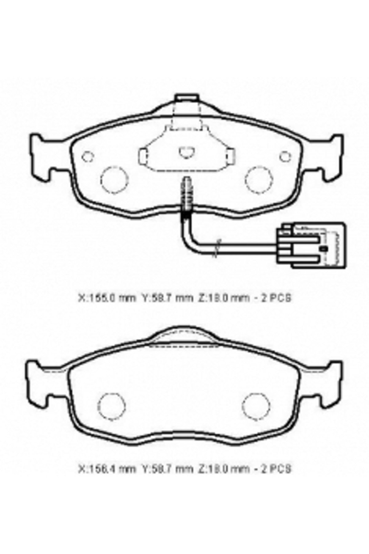 Ford Mondeo- 93/00; Ön Fren Balatası (2 Kablolu) (Disk) (155x58,7x18/15 6.4x58.7x18) 1022079