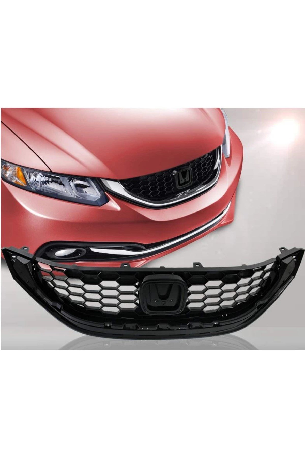 Honda Civic- Sd- 2014-2016 Uyumlu Ön Panjur Siyah (Japon/Kore Tipi) (Tyg) (Oem No:71121Tr3A01)