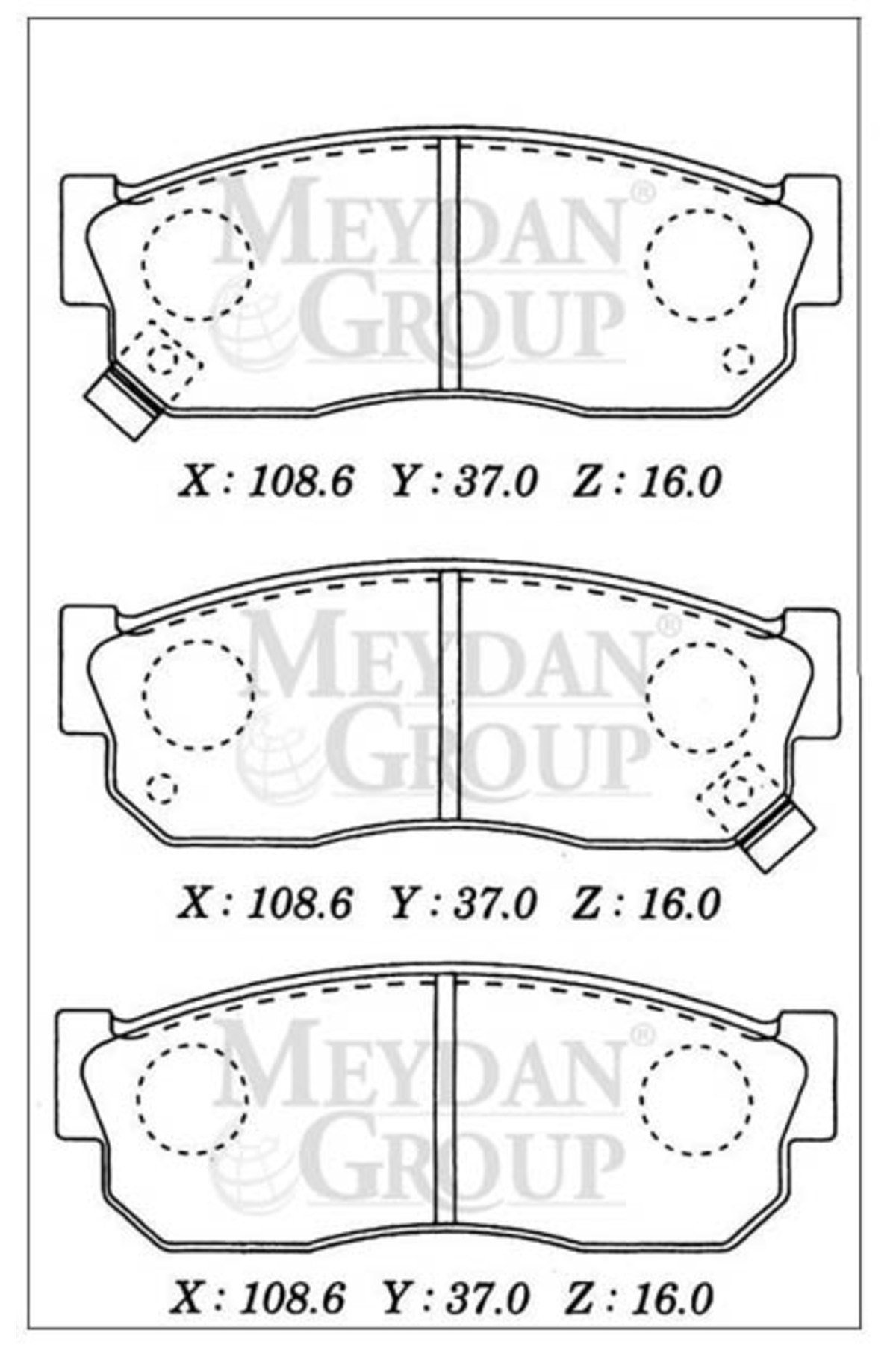 Nissan Sunny- B11 CD17- 84/88; Ön Fren Balatası Dizel Tip (Disk) (108,6x37x16) (Daiwa) 41060-01A25