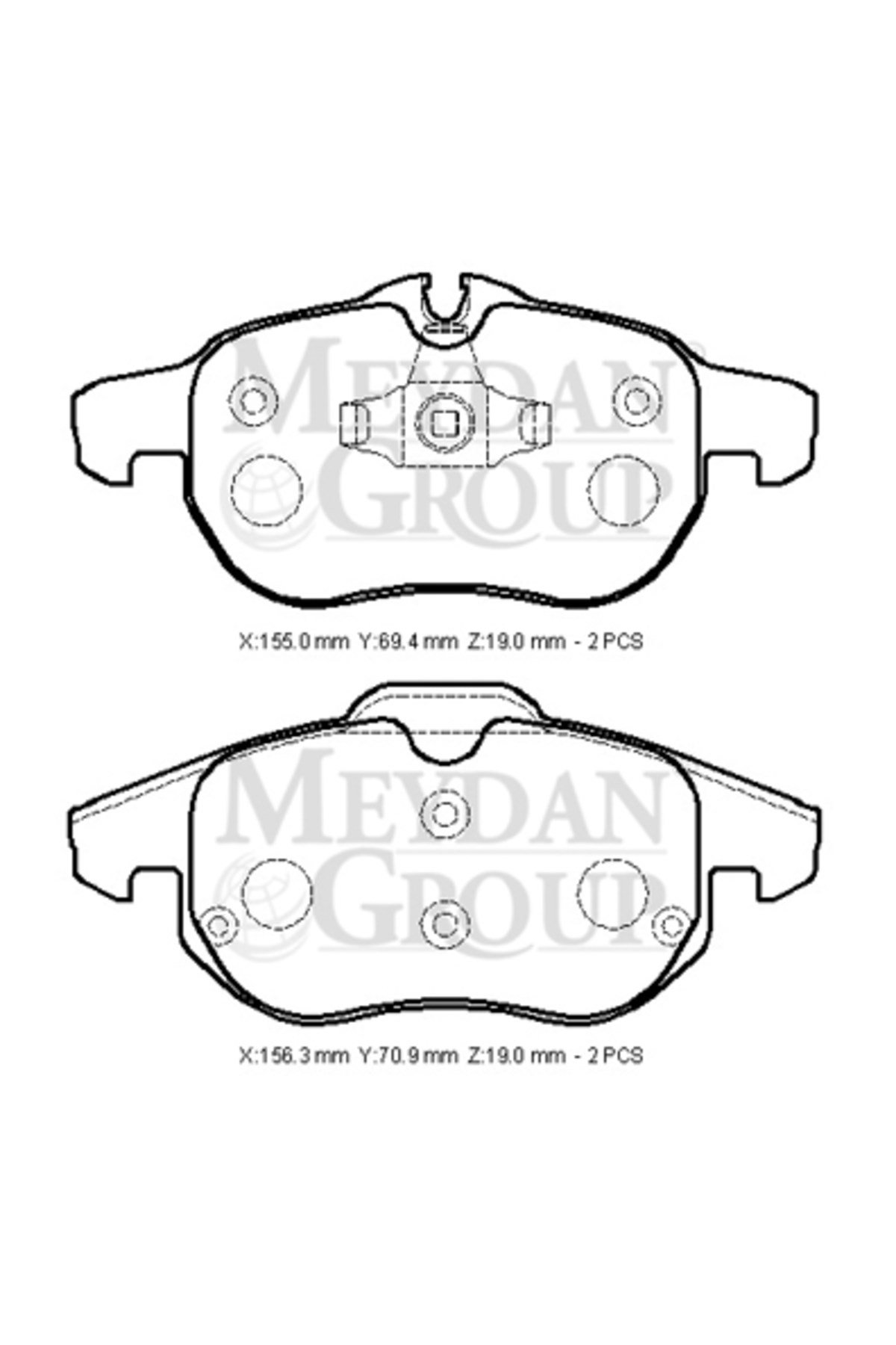 Opel Vectra- C- 03/05; Ön Fren Balatası (Kablosuz)(Disk) (155x69,4x19/15 6,3x70,9x19) 1605088