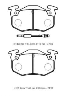 Peugeot 306 Sd/hb 97/00 Arka Fren Balatası (2 Kablolu)(disk) (105x54,9x11)(bramax)