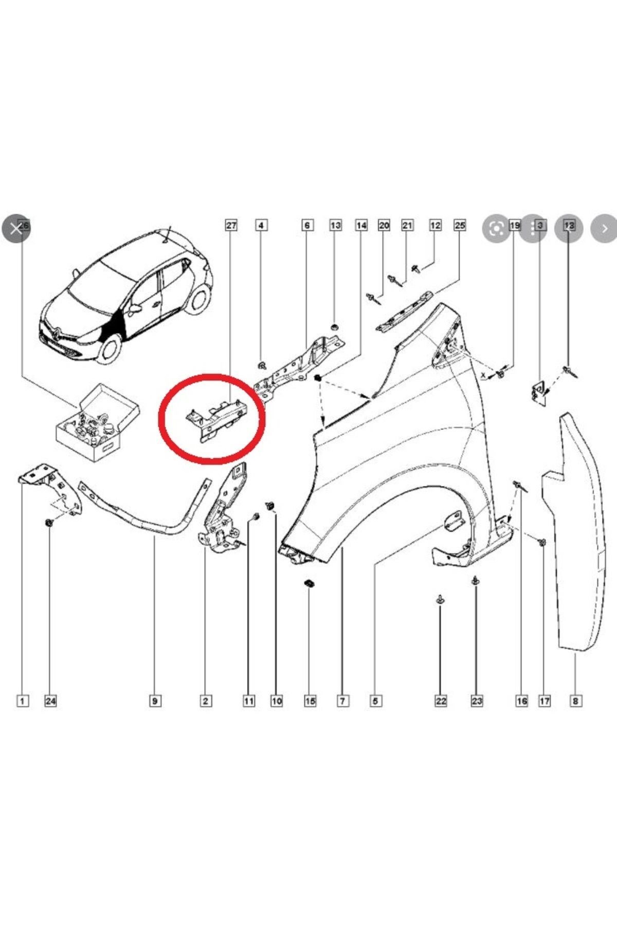 Renault Clıo-4-sport Tourer-16/19; Uyumlu Ön Çamurluk Bağlantı Suportu Sol(orta Iç Kısım 631454920r