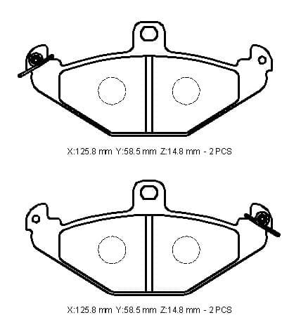 Renault Laguna 99/01 Arka Fren Balatası (Kablosuz)(disk) (125,8x58,5x14,8) (Bramax)