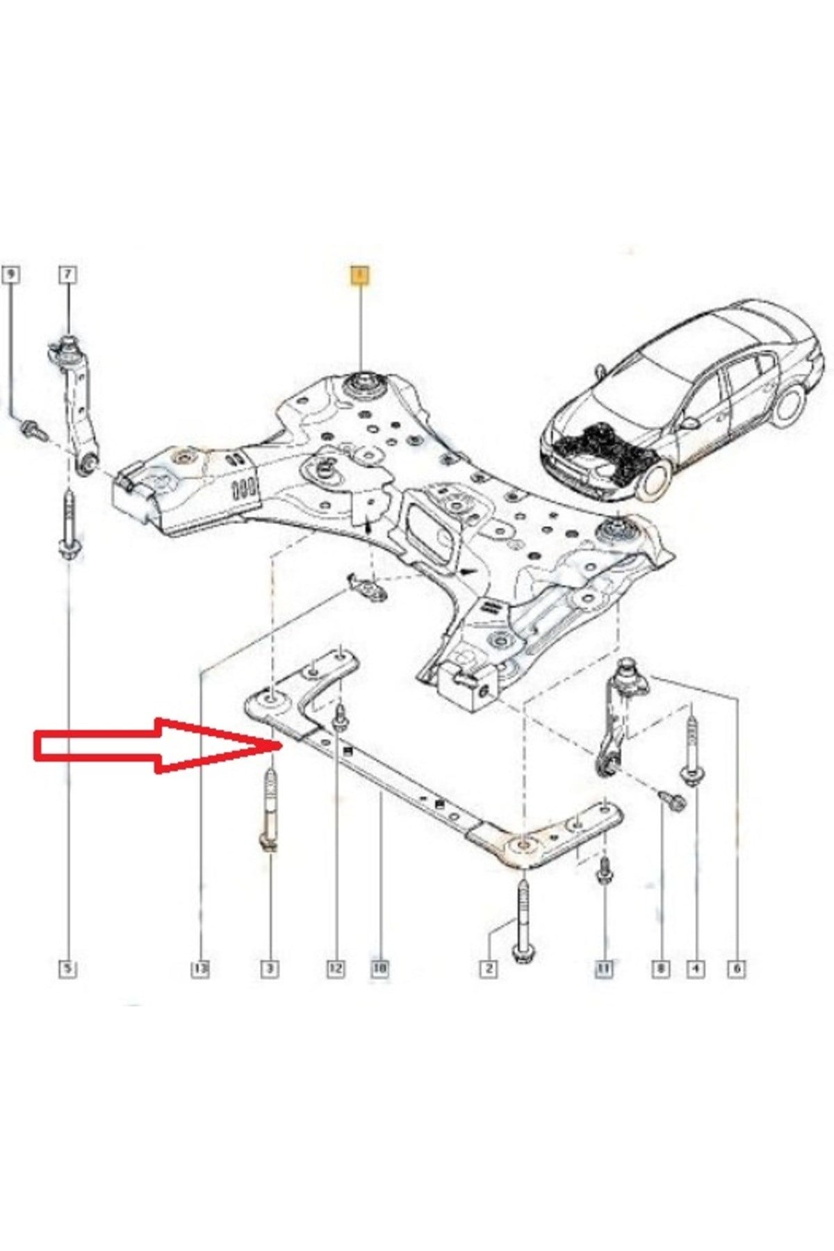 Renault Megane- 2- 03/09; Motor Beşiği Ön Traversi (Beşik) 544640004R