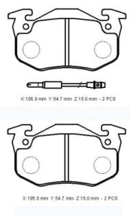 Renault Twingo 99/00 Ön Fren Balatası (2 Kablolu)(disk)(105x54,7x15) (Bramax)