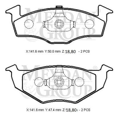 Seat Toledo 96/98 Ön Fren Balatası (Disk) (141,6x50x18,80/141,6x47,4x18,80) (Bramax)