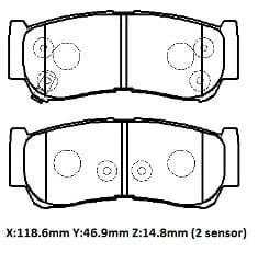 Ssangyong Korando Sports 12/17 Arka Fren Balatası (Disk)(118.6x46.9x14.8)(daıwa)