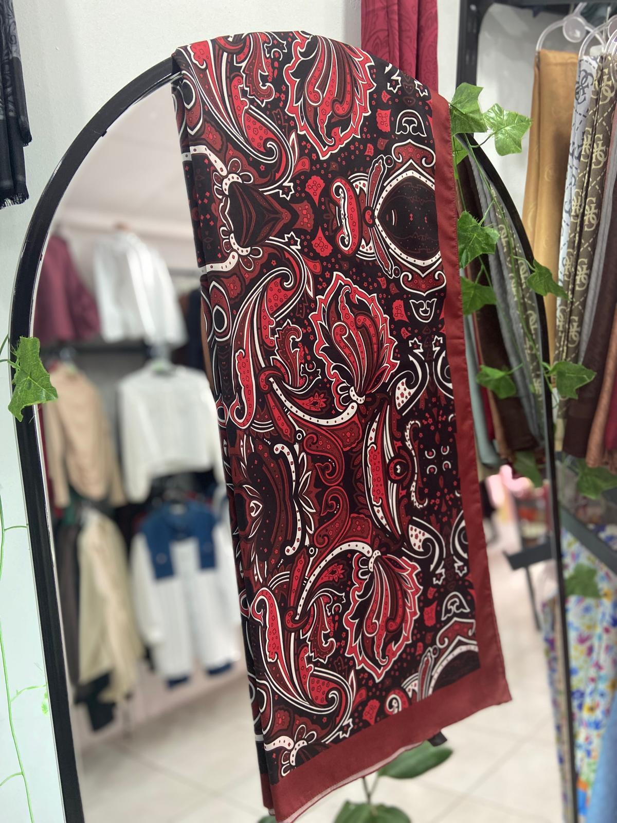 BORDO ETNİK DESEN İPEK ŞAL