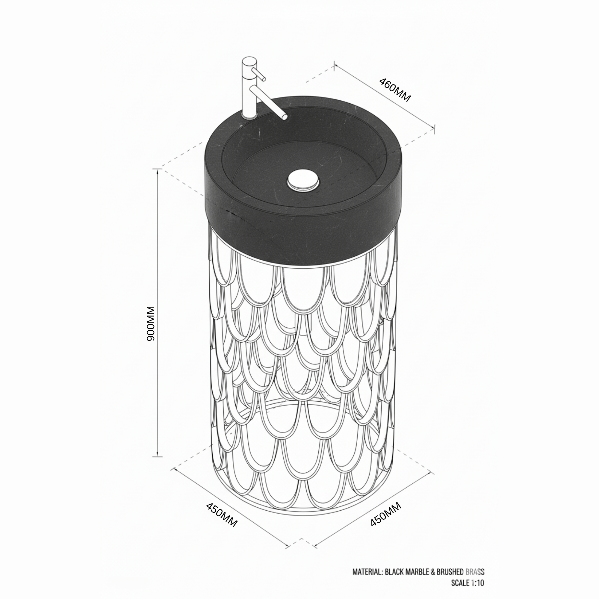AUREA SCALE — Brass & Marble Basin