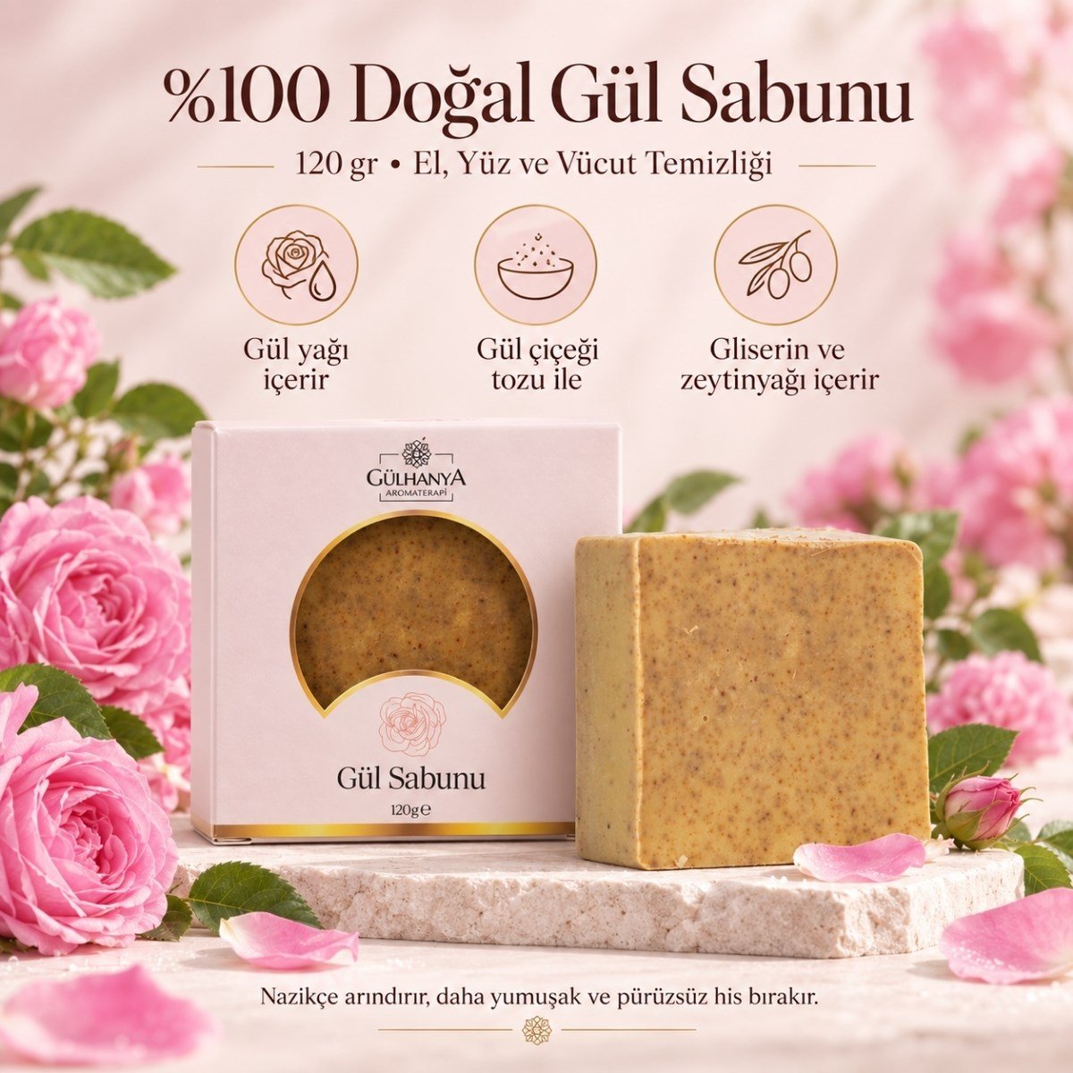 Doğal Gül Sabunu 120gr