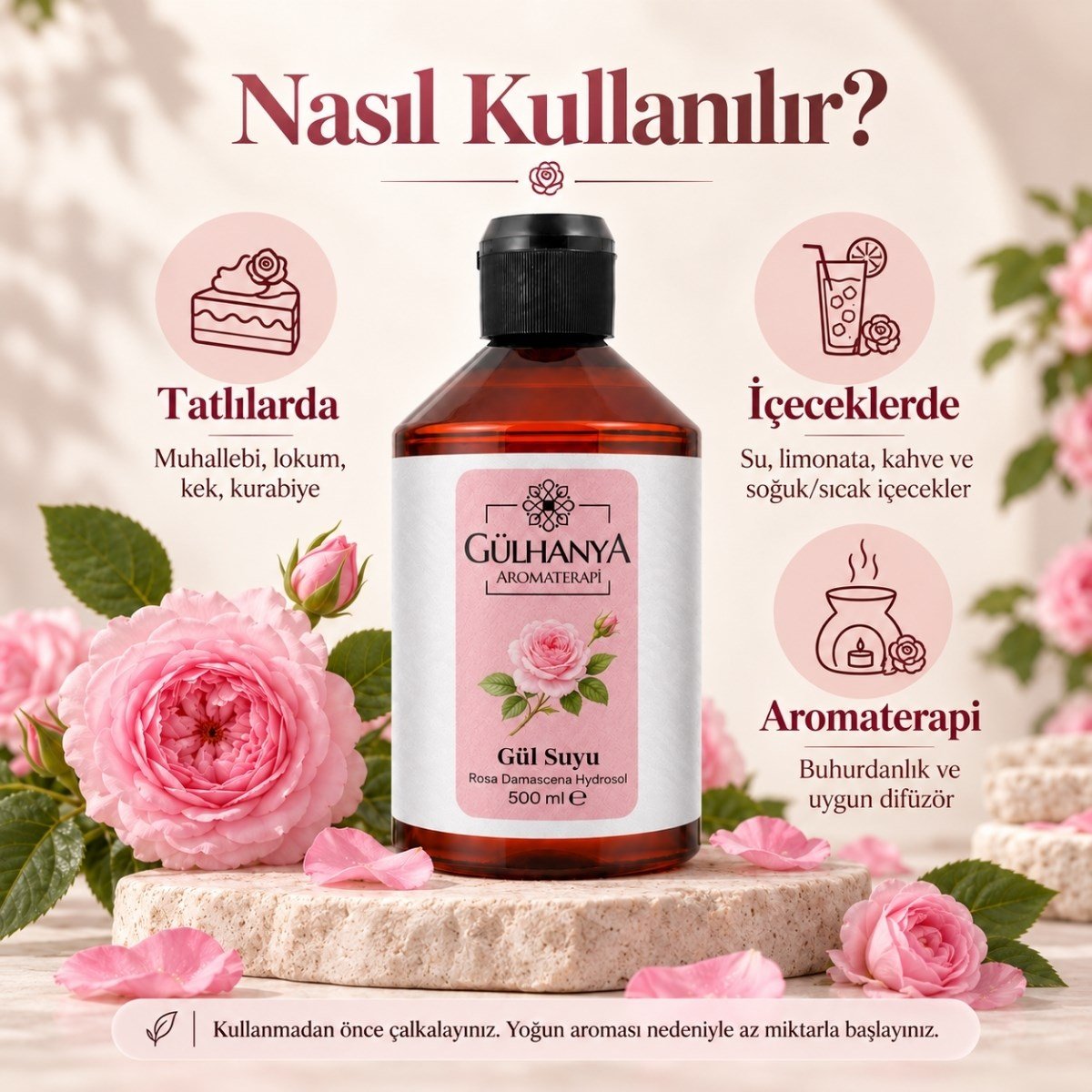 Doğal Yağlı Gül Suyu 500ml