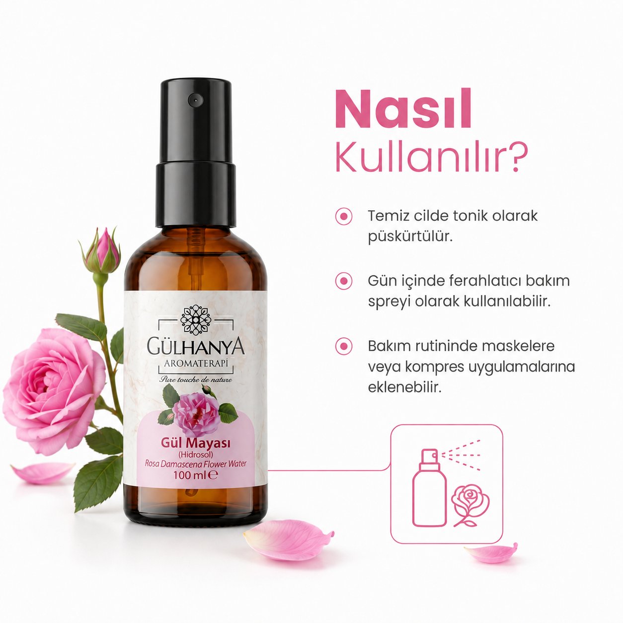 Gül Mayası 100ml (Yoğun Gül Yağlı Gül Suyu Sıkılaştırıcı, Aydınlatıcı ve Arındırıcı Tonik)