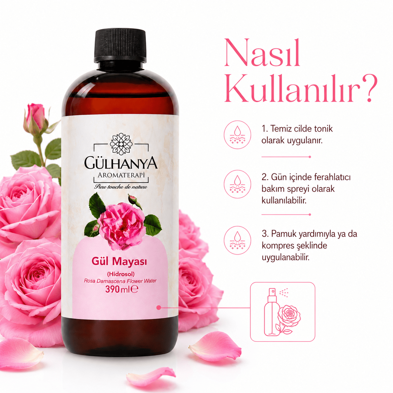 Gül Mayası 390ml (Yoğun Gül Yağlı Gül Suyu Sıkılaştırıcı, Aydınlatıcı ve Arındırıcı Tonik)