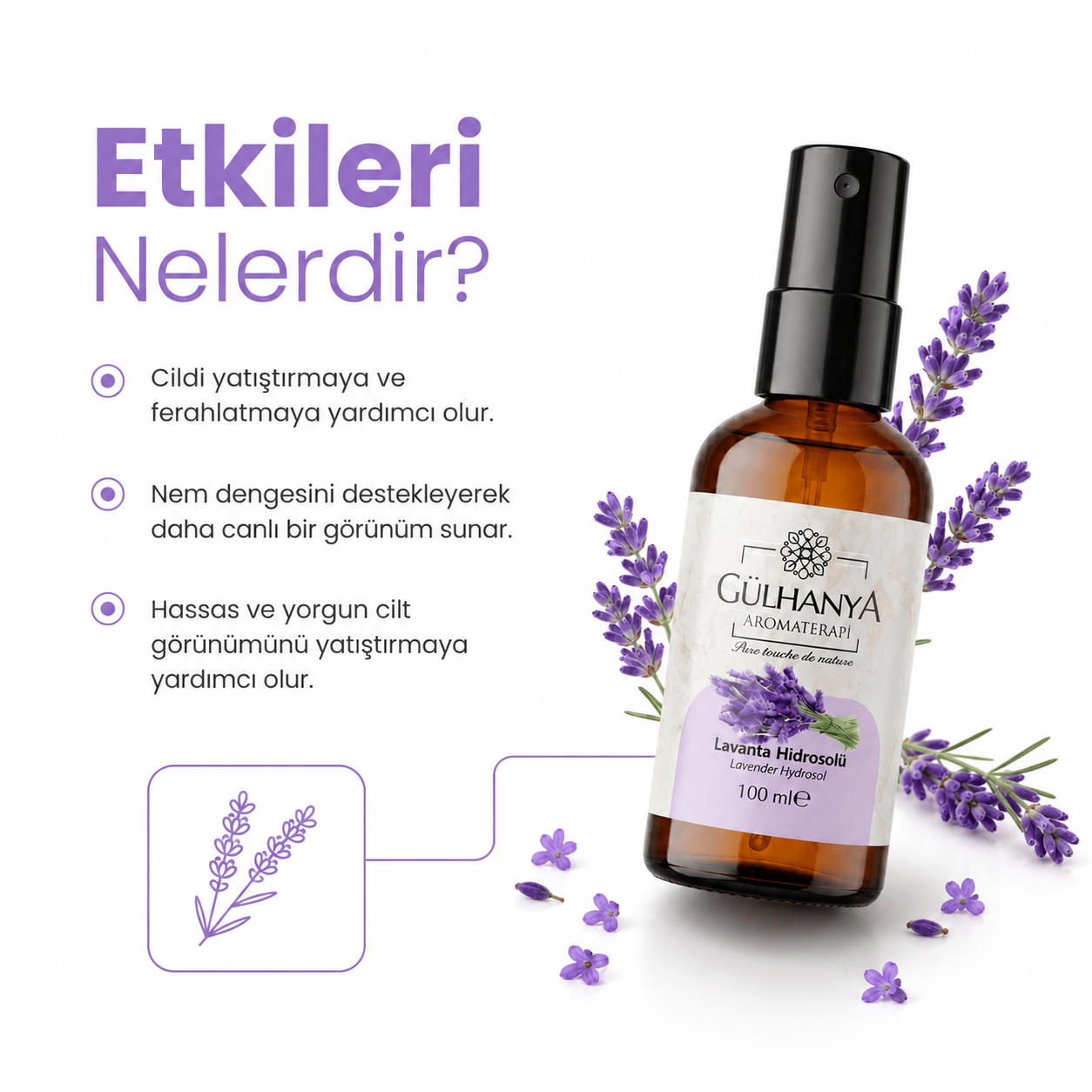 Lavanta Hidrosolü 100ml (Lavanta Suyu Canlandırıcı ve Besleyici Tonik)