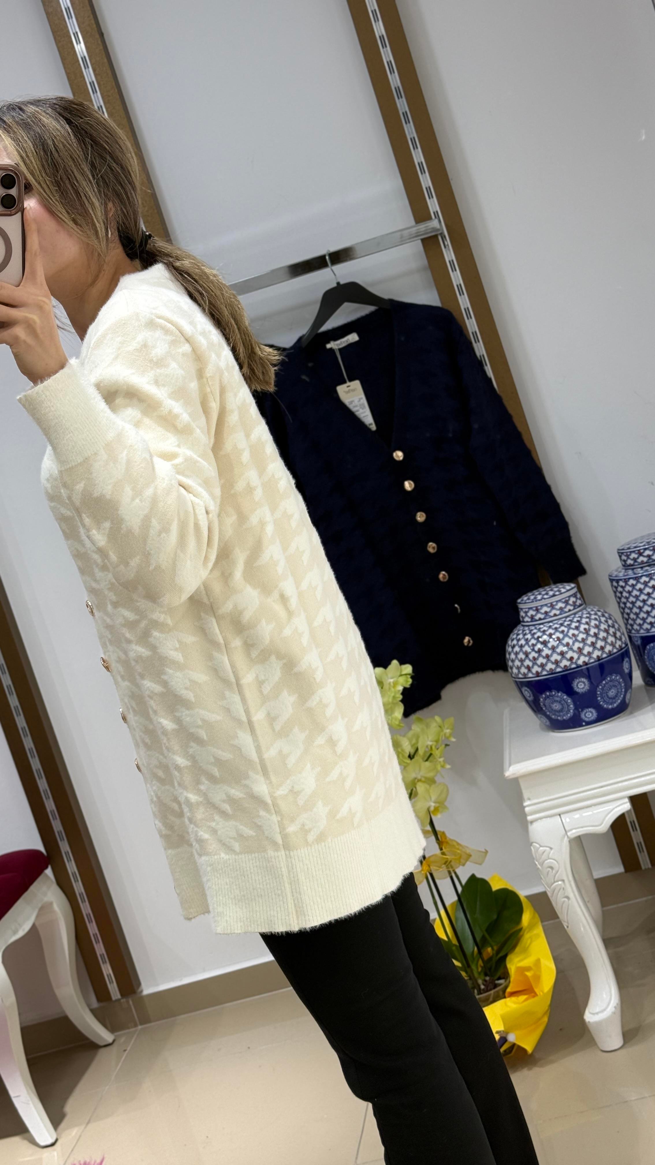 Kazayağı Angora gold düğme Ceket KREM 