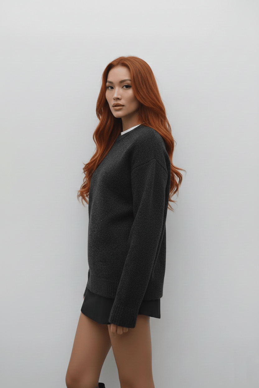 Antrasit Oversize Triko Kazak