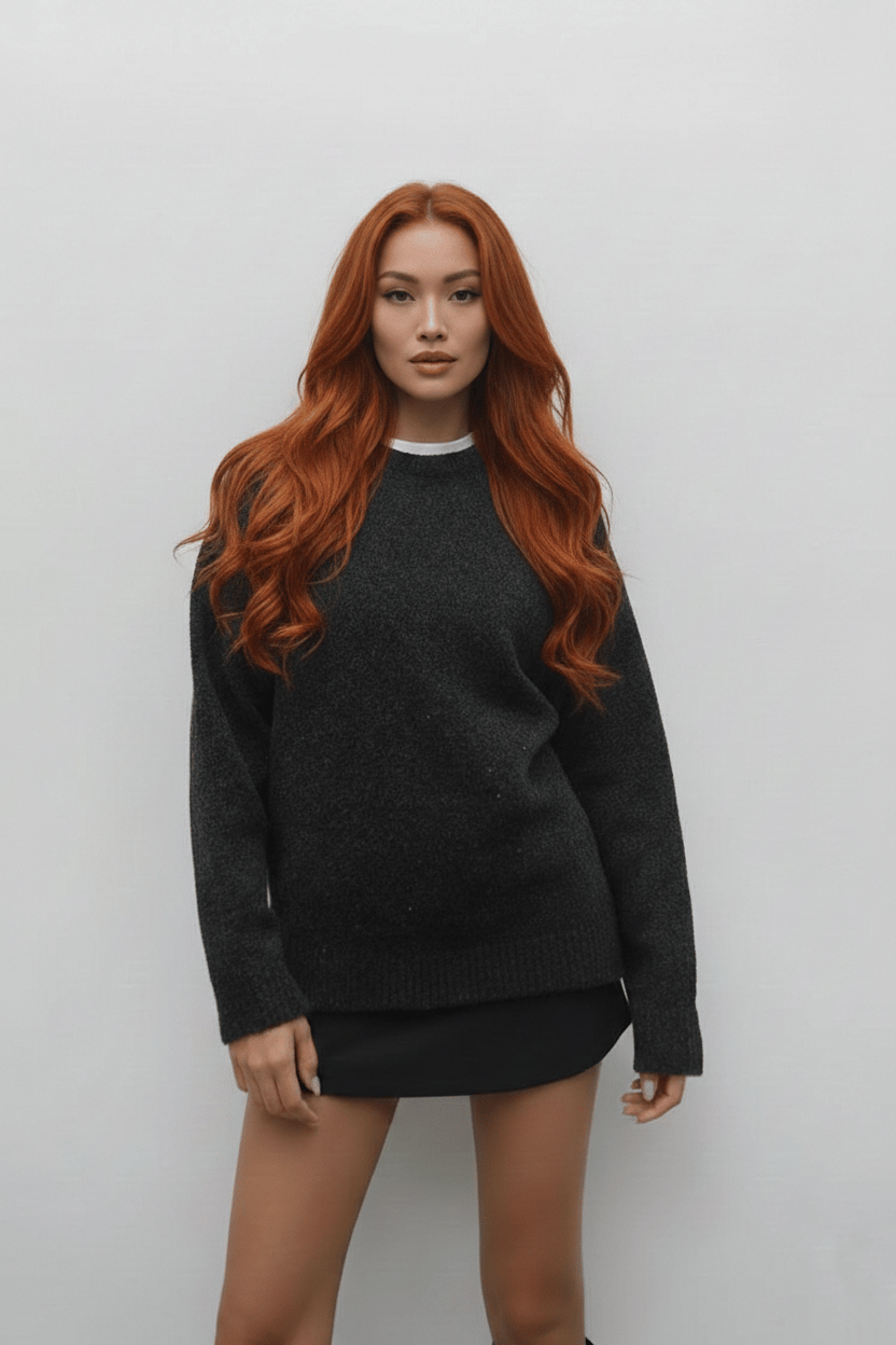Antrasit Oversize Triko Kazak