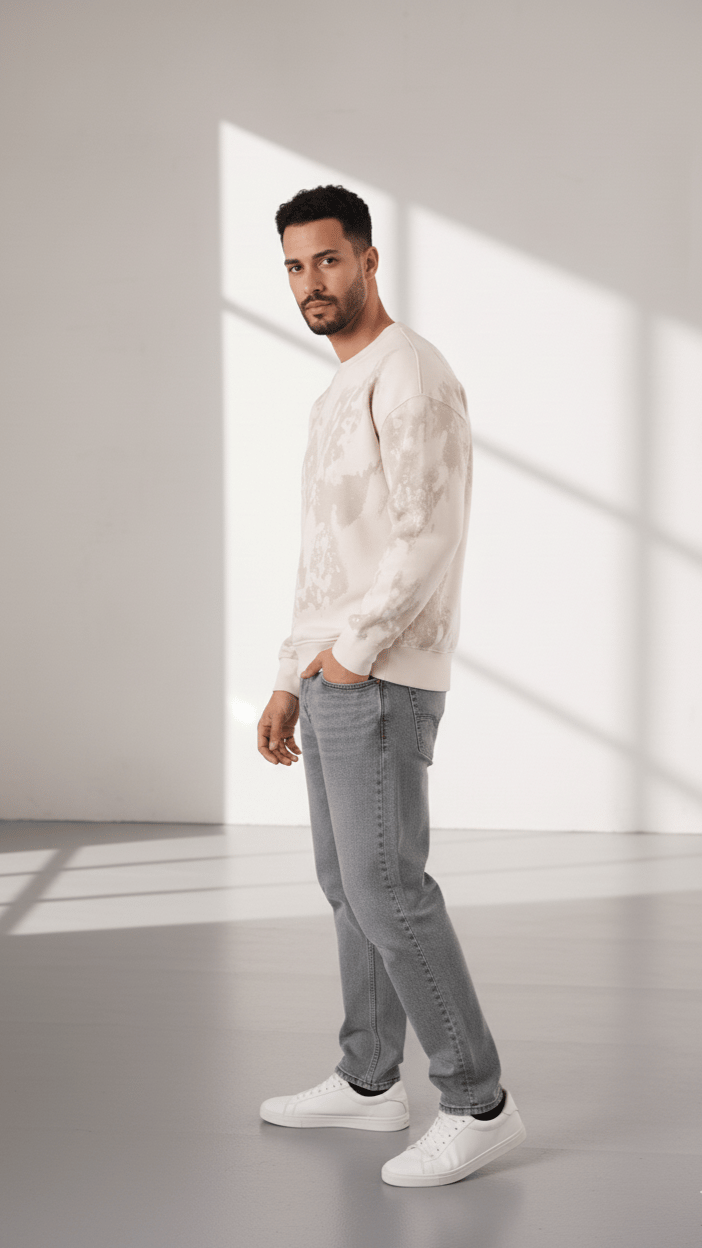 Beyaz  Desenli Sweatshirt