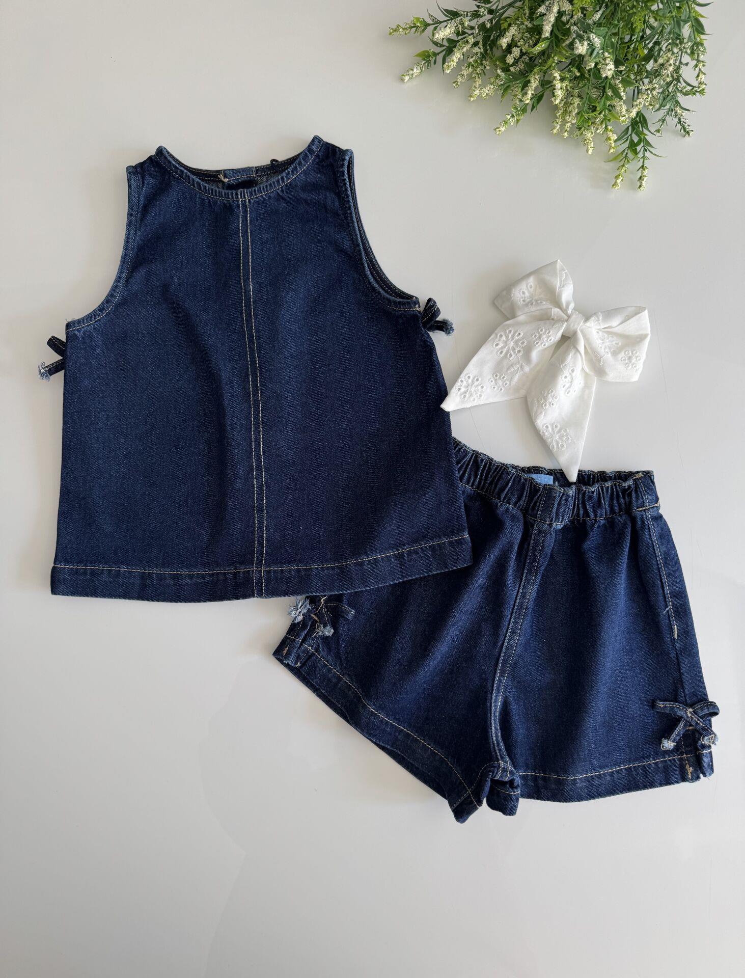 Denim Şort Duru Takım - Mavi