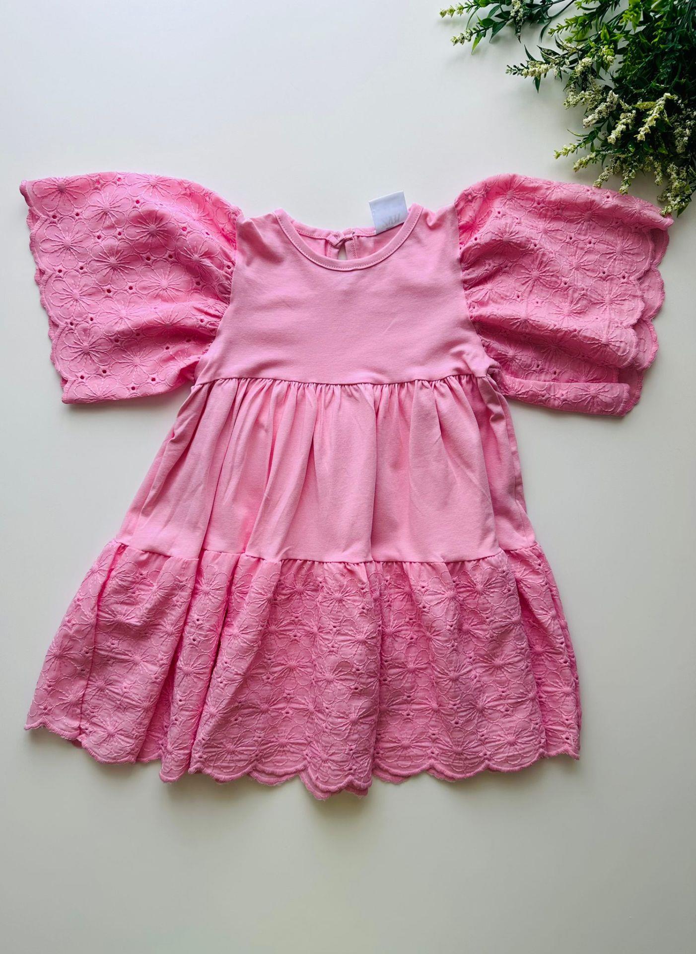 Fistolu Elbise - Pembe