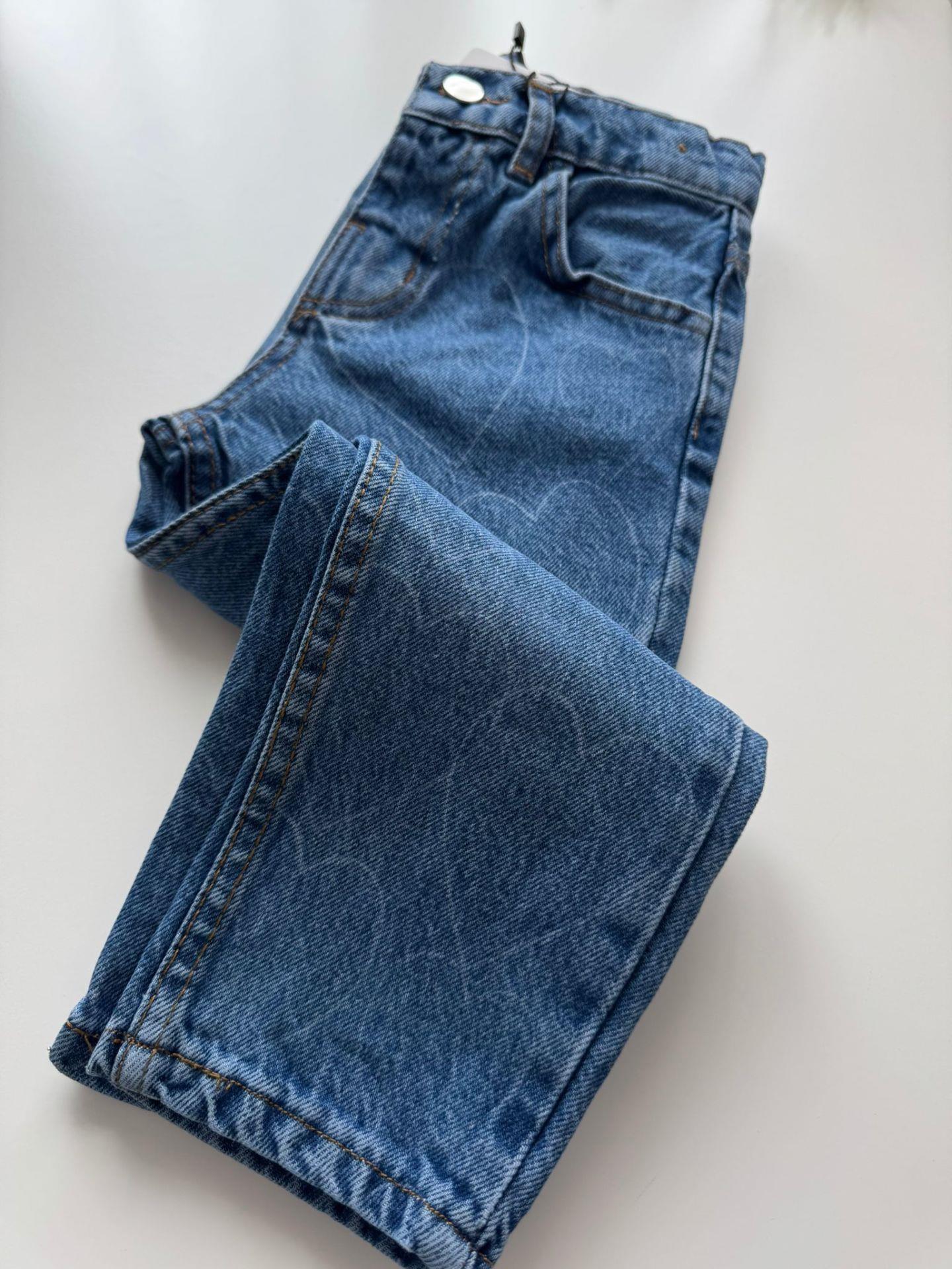 Kalp Baskılı Pantolon - Mavi