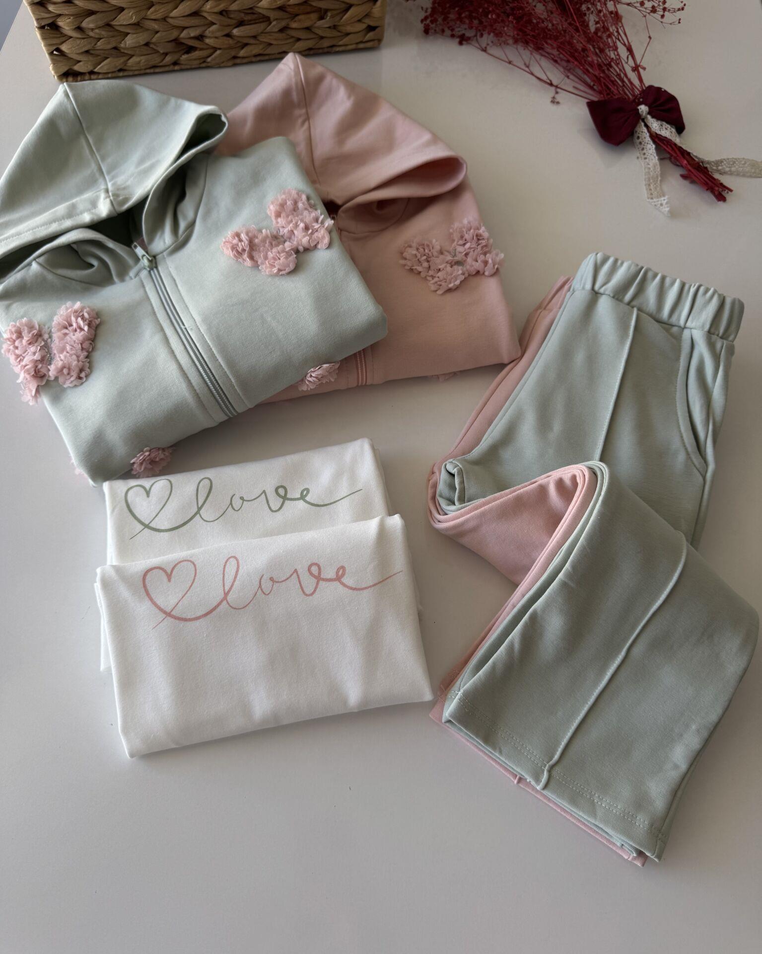 Kelebek Aplikeli 3’lü Set - Pembe