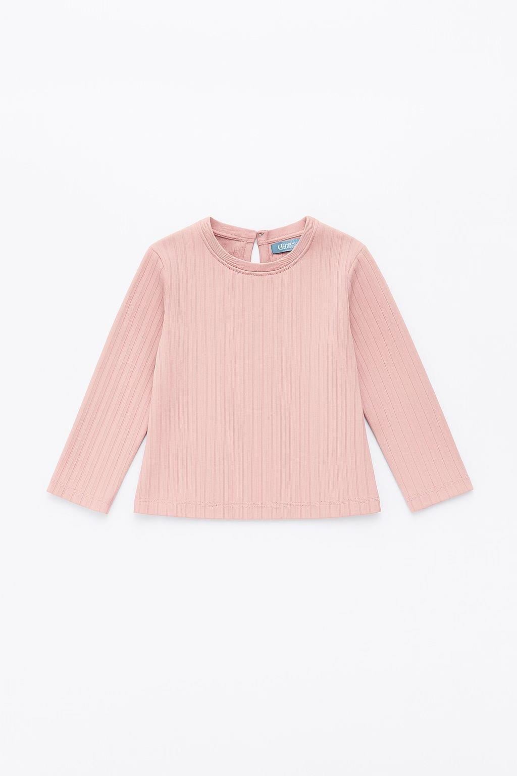 La'ciel Pamuklu Basic Uzun Kollu Tshirt - Pudra